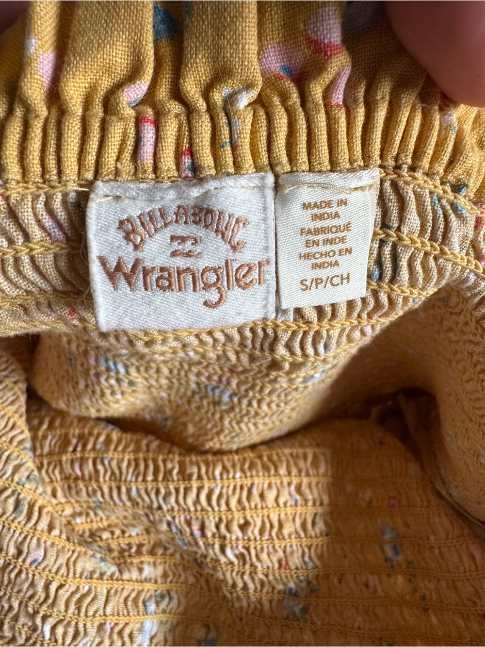 Billabong / Wrangler Mustard Yellow Floral Puff Sleeve Dress S - Picture 4 of 4
